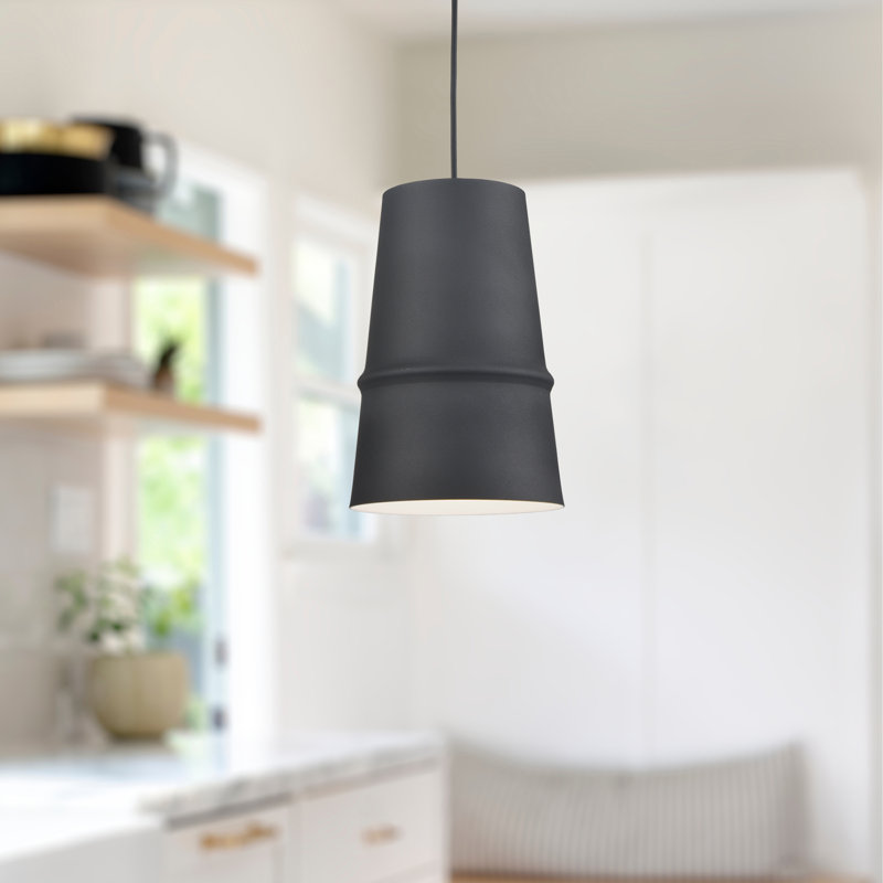 Luminaire suspendu conique à 1 lumière Castor, Noir