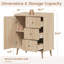  Armoire en rotin à 3 tiroirs avec pieds en bois massif - Buffet de rangement tissé pour entrée, cuisine, salon et salle à manger, naturel