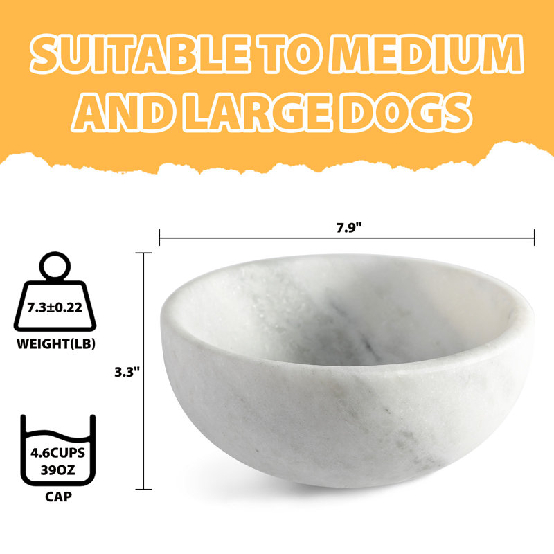 8In Natural Marble Dog Bowl Dish