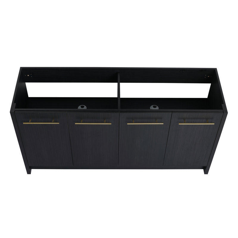 Ensemble de meuble-lavabo moderne 60 po, emballage en châtaignier noir, porte à fermeture en douceur, grand espace de rangement, contreplaqué Expedite 60 po, installation autoportante, couvercle, suffisamment de contrôle