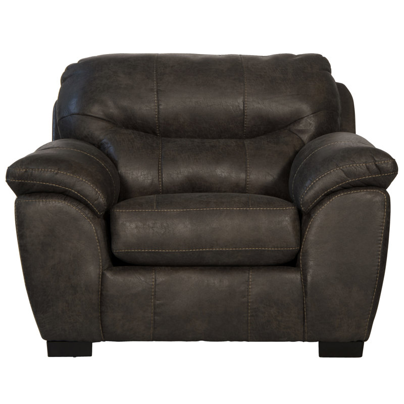 Adreena Faux Leather Club Chair with Ottoman