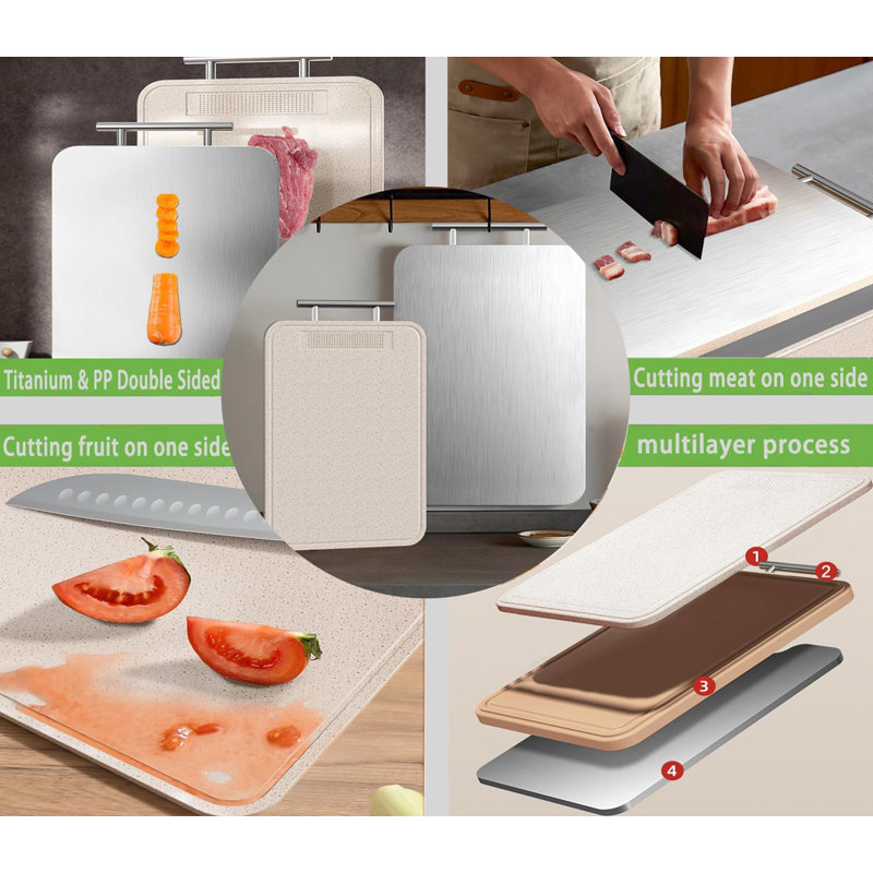 Planche à découper 2-en-1 - Double surface résistante aux odeurs avec zone de broyage
