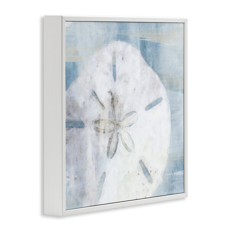 «Pastel Blue Sand Dollar Seashell» par Nina Blue - cadre flottant, impression sur bois, H 12 po x l 12 po x P 1,5 po