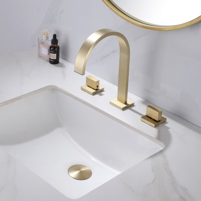9-4/5" Solid Brass Two Handle Widespread Bathroom Sink Faucet With Drain Assembly
