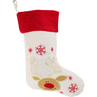 Snowflake Reindeer Holiday Christmas Hanging Stocking, 1-Pack