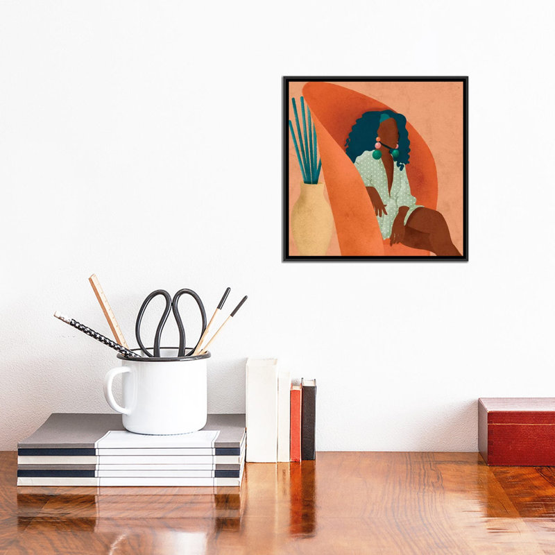 « Lee » par Reyna Noriega-impression, H 12 po x l 12 po x P 1,5 po, Toile avec cadre noir, Pas de tapis