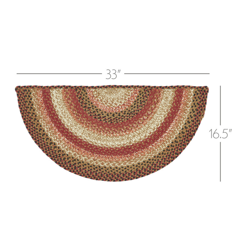 Tapis en laine / jute à motif géométrique Amadio, Demi-cercle 1 pi 4 po x 2 pi 9 po