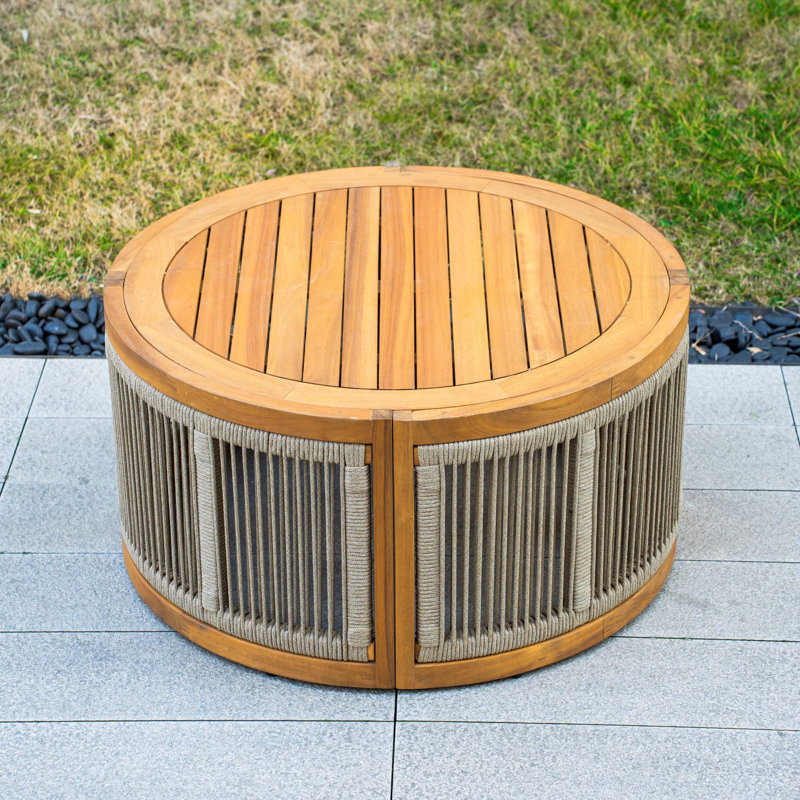 Outdoor Round Solid Wood Side Table, 80cm