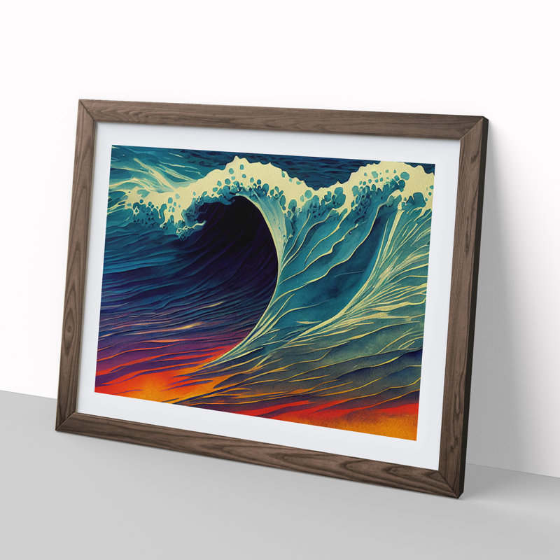 XH1022-2250X Colourful Wave - Single Picture Frame Print, Walnut Framed, 25cm H x 34cm W x 2cm D