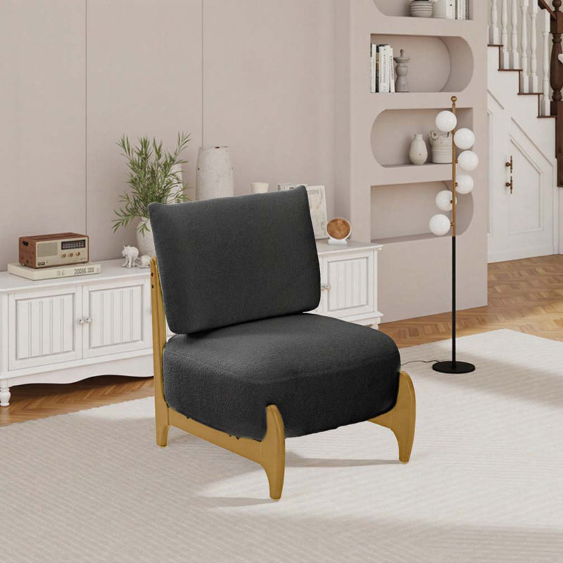 Chaise d'appoint rembourrée, Bois, Noir