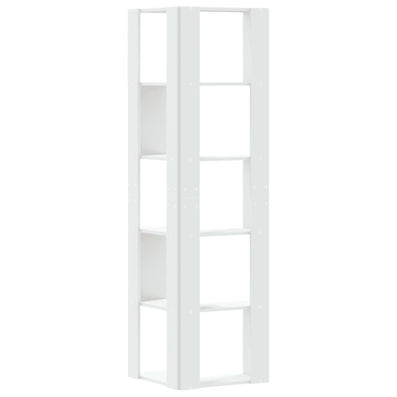50cm W Corner Bookcase, (5 Shelves) 179cm H x 50cm W x 50cm D, White