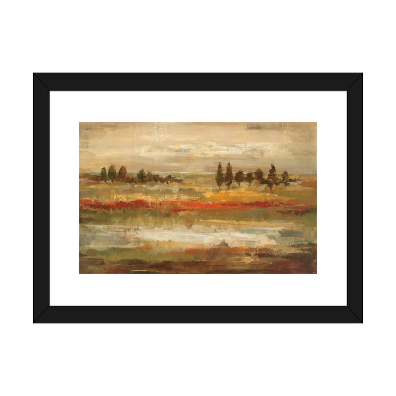 «Summer Fields» par Silvia Vassileva - reproduction d'art, Blanc / aubergine / banane / brun clair / rouge br