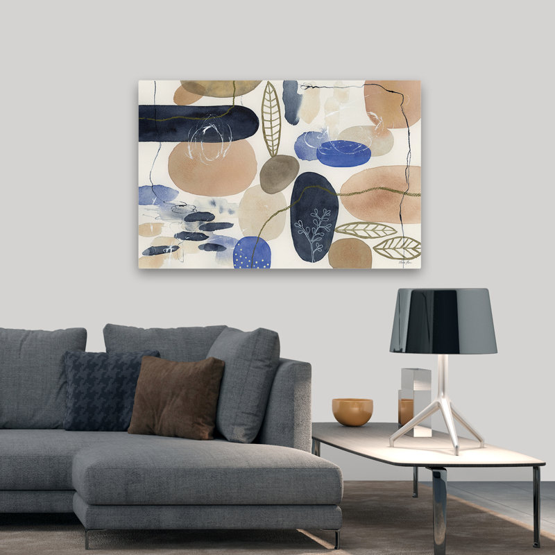 Abstrait - feuilles et pierres I, H 32 po x l 48 po