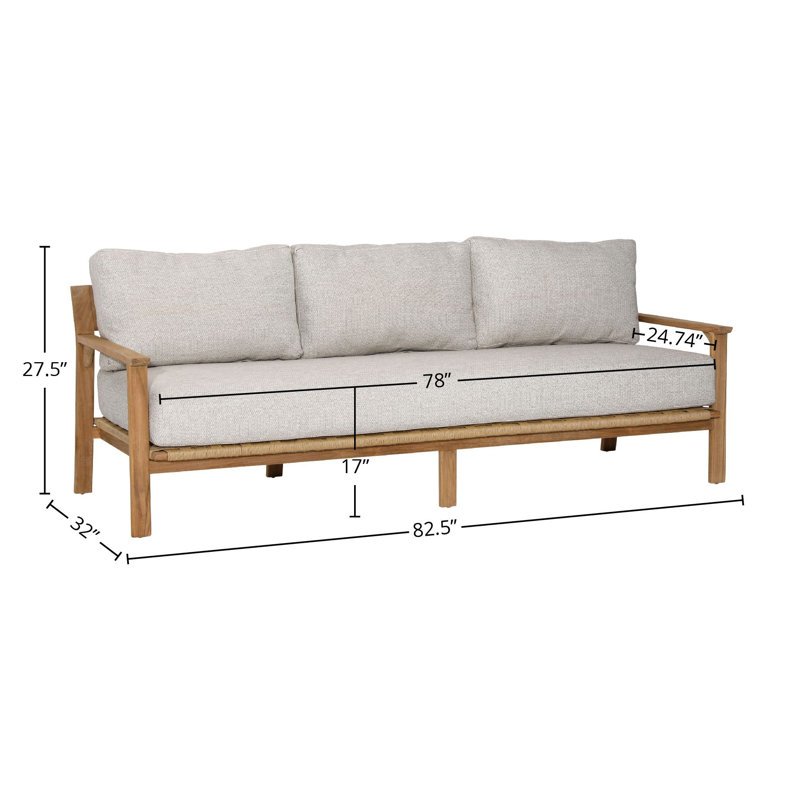 Lexy 82" Outdoor Olefin Patio Sofa, Taupe
