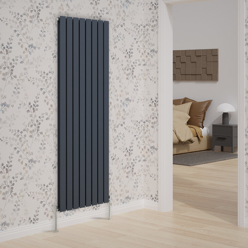 Vertical Double Flat Panel Radiators, 1800cm H x 544cm W x 52cm D, Anthracite