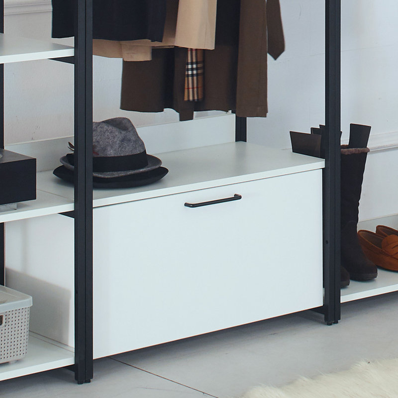 Système d'organisation en bois autoportant avec cadre en métal blanc l 111 po Kennyth (3 pièces)