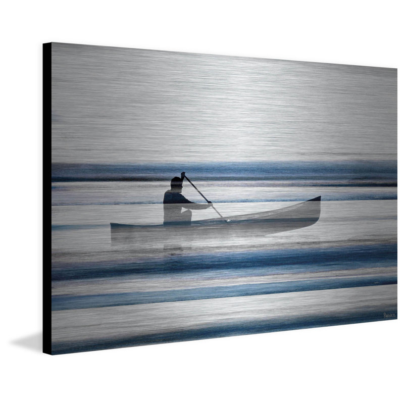 «Blue Lake Canoe» par Parvez Taj, reproduction sur métal, H 40 po x l 60 po x P 1,5 po