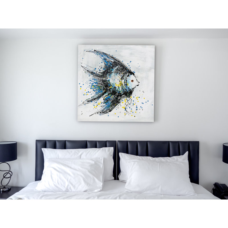 Poisson - impression sur toile tendue, H 40 po x l 40 po x P 1,5 po