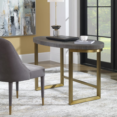 Oval Metal Base Writing Desk