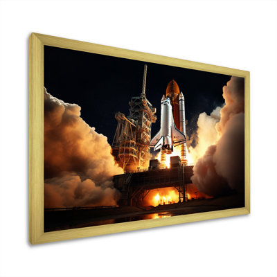 Space Shuttle Captivating Night Launch II - Space Shuttle Canvas Art Print