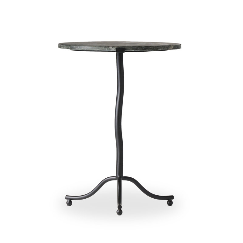 SOPHIE Marble End Table, Black Marble Top/Iron Matte Black Base