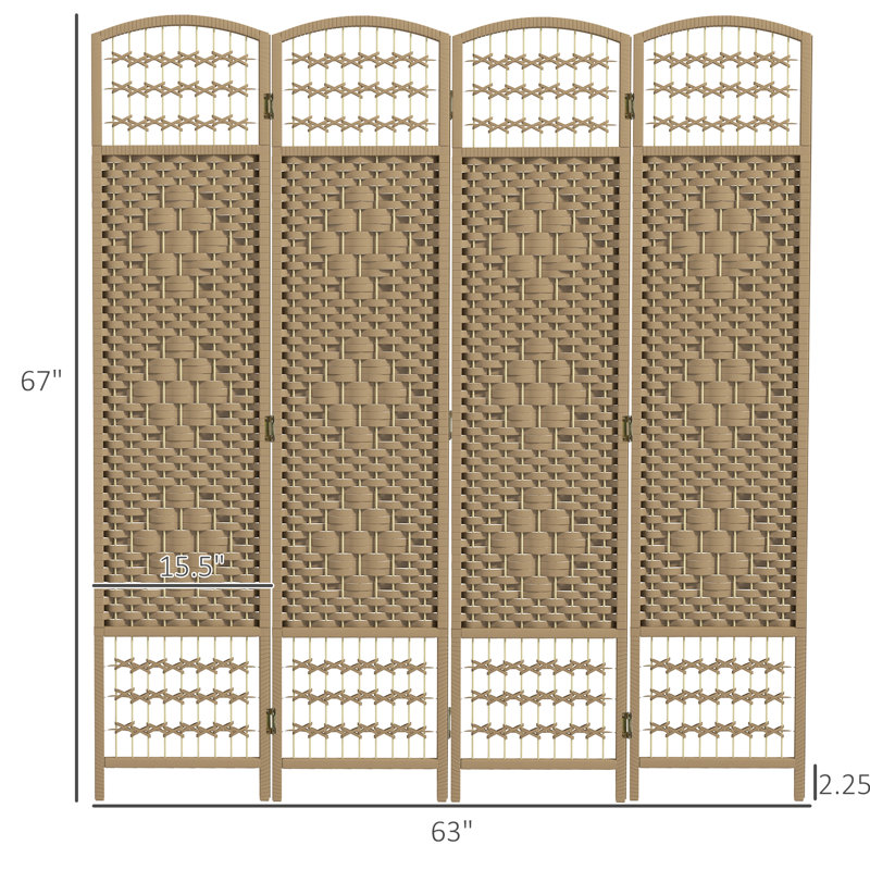 Mur d'intimité de 5,6 pi, écran à 4 panneaux ondulés en fibre, élégance naturelle pour écran de bureau, cloison, esthétique