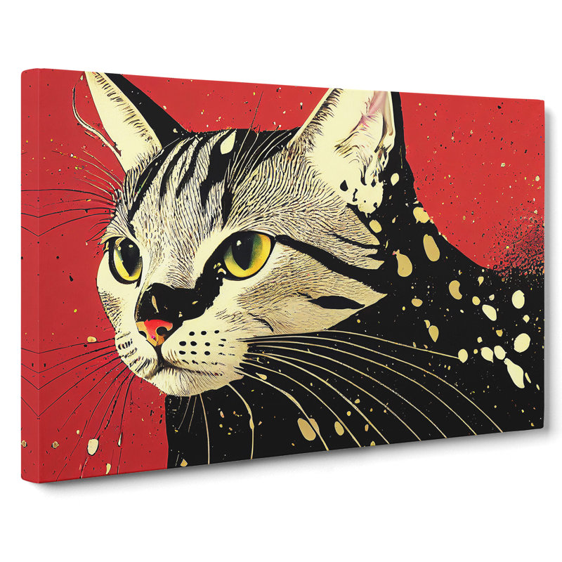 Painted Cat - Wrapped Canvas, 40cm H x 60cm W x 3cm D