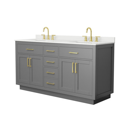 Beckett TK 66'' Double Bathroom Vanity with Quartz Top