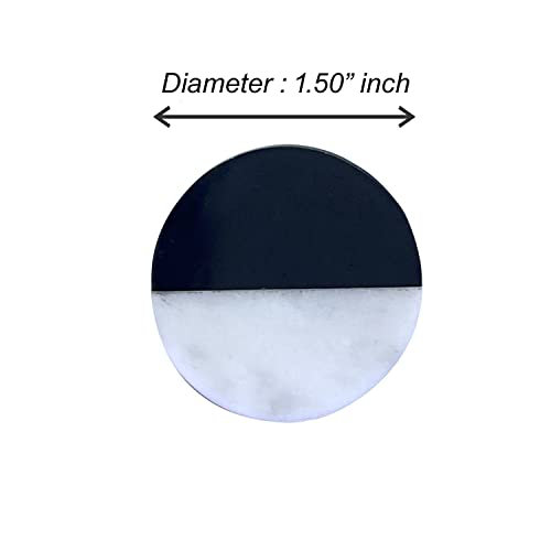 1.5" Diameter Luna Marble Black and White Knobs