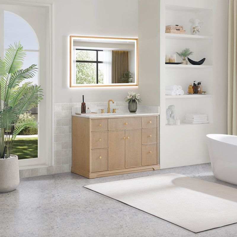 Meuble-lavabo simple 48 po en chêne naturel Noe