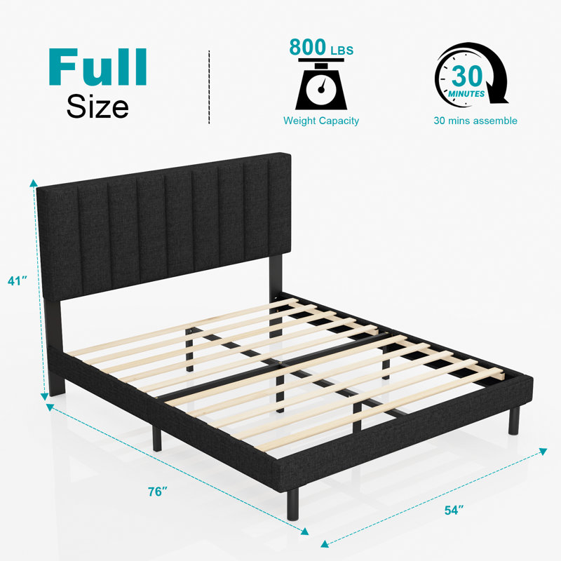 Base de lit tapissier moderne et simple, base de matelas avec lattes en bois, sans sommier requis pour un soutien solide