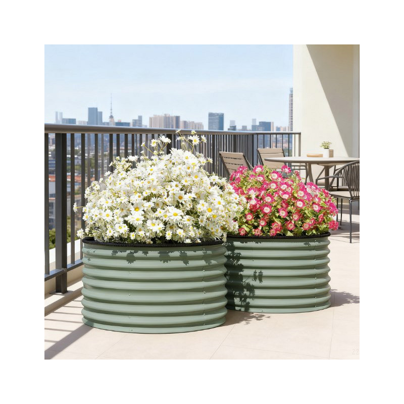 Metal Planter Box,Set Of 2 Raised Garden Bed,With Safety Edging, Easy-To-Assemble Stock Tank, 22" H x 35.4" W x 35.4" D