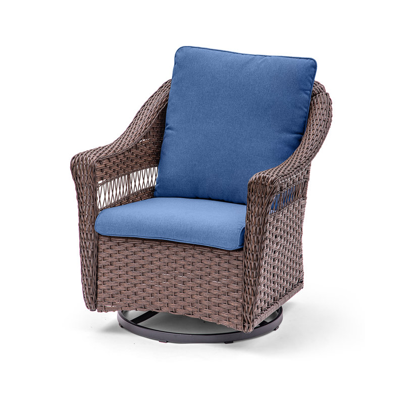 Fauteuil oscillant d'extérieur en osier Adale, Bleu