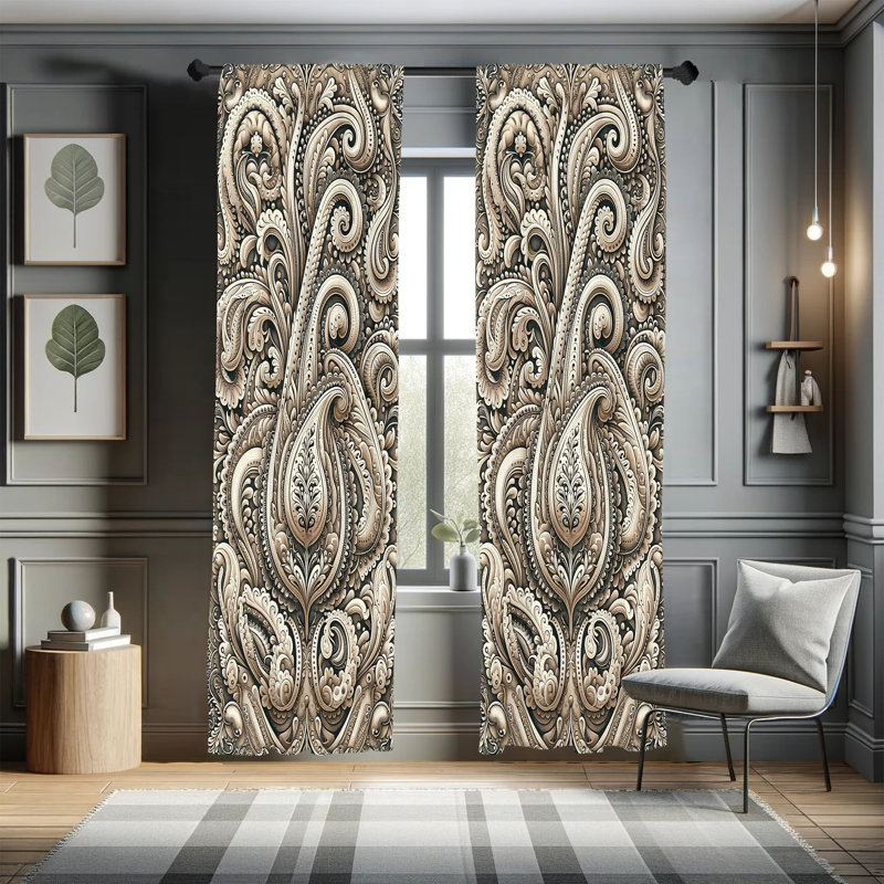 Paire de rideaux 2 pièces East Urban Home Paisley, L 56 po x L 84 po