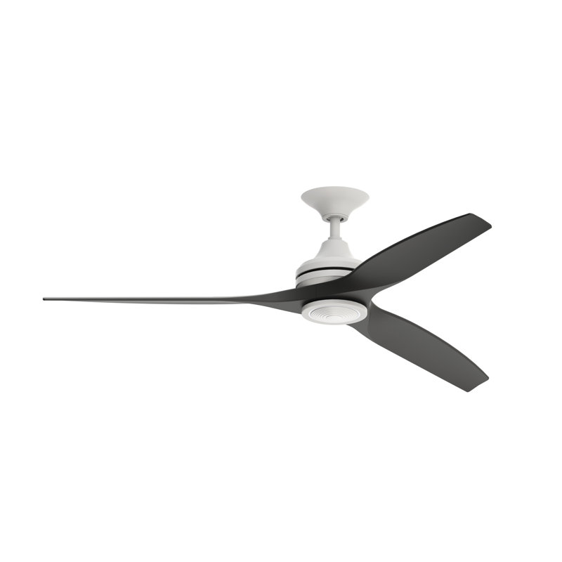 Spitfire 60 inch Indoor/Outdoor Ceiling Fan with LED Light Kit - Matte White with Black blades, Black, Matte White