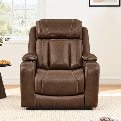 Genuine Leather Triple Motor Power Recliner with Power Headrest and power lumbar