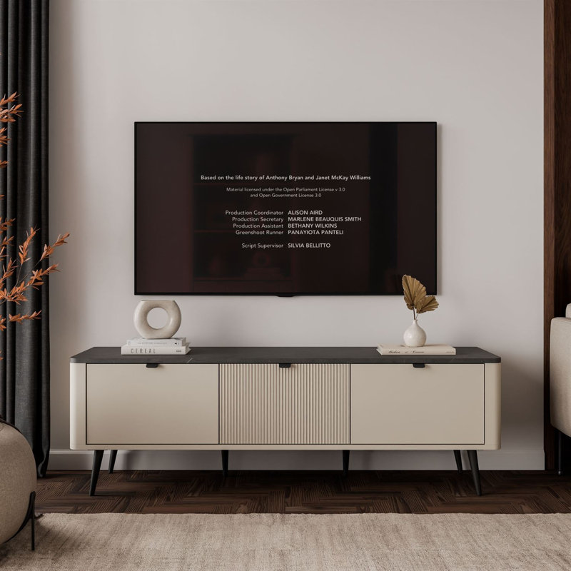 TV Stand for TVs up to 50", cashmere / grey stone