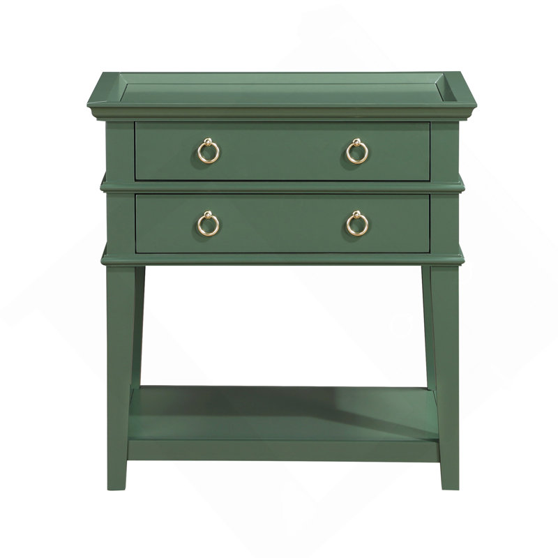 Table de chevet 2 tiroirs Carmona, Vert antique
