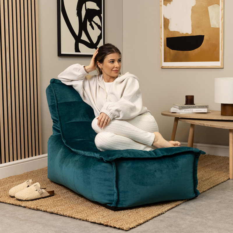 Dolce Velvet Lounger Bean Bag, Teal Green
