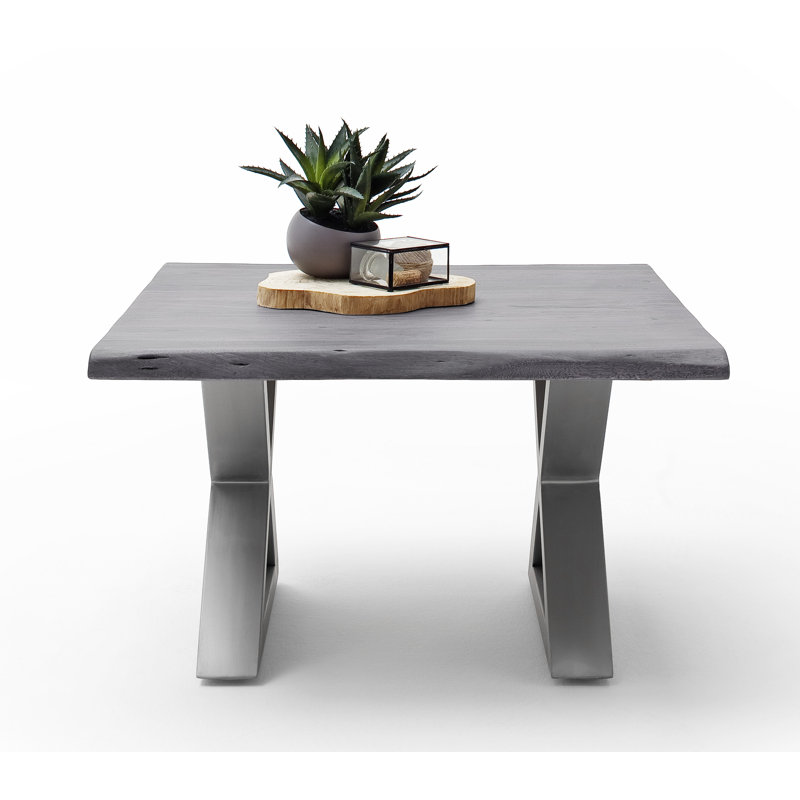 Edmunds Cross Legs Coffee Table, Grey/Brown/Blue, Stainless Steel