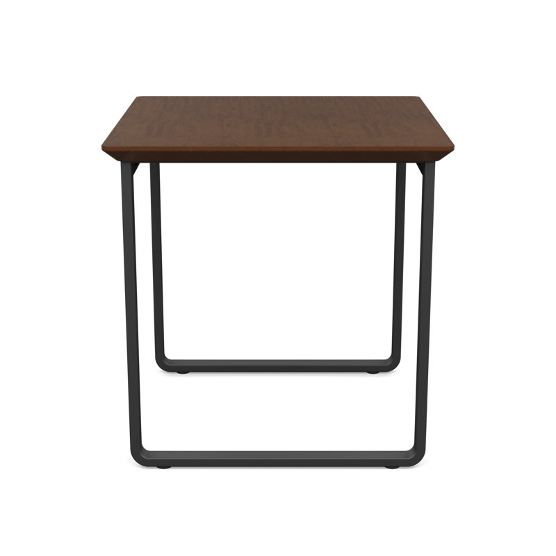 Gansett Waiting Reception End Table Metal Frame 20x20" High Pressure Laminate Top, Charcoal, Cocoa Walnut