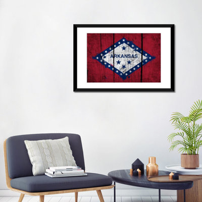 Arkansas flag, planches grunge peintes, impression sur toile