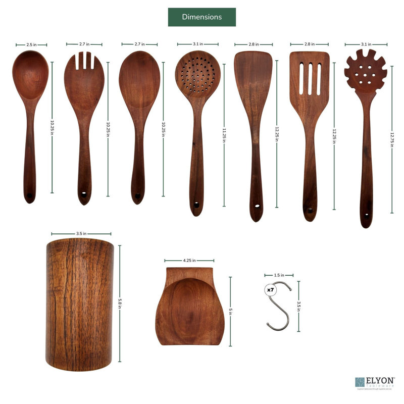 Elyon Tableware 16 Teak Wood Utensil Set