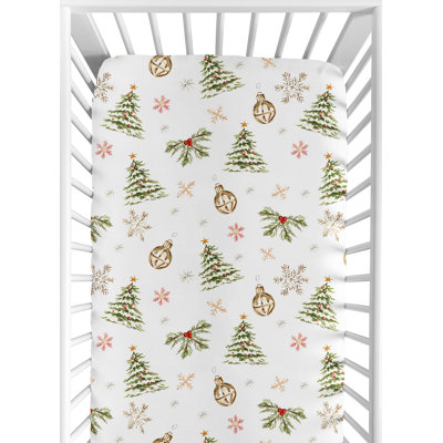 Christmas Holiday Pine Trees Fitted Crib Sheet by Sweet Jojo Designs