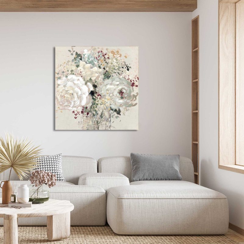 Paix florale - Peinture, L 18 po x H 18 po, Toile tendue