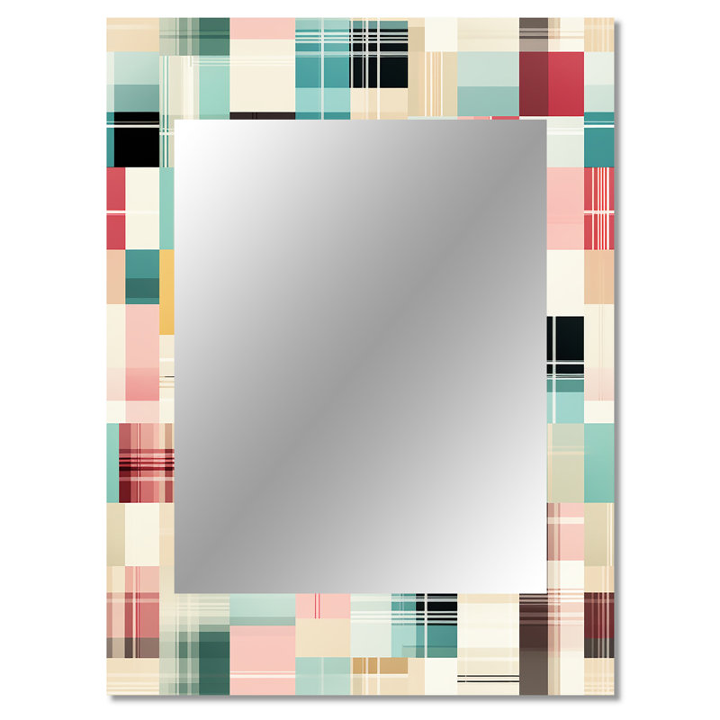 Faulkland - motif à carreaux pastel rétro - grand miroir à carreaux, 40 po x 30 po
