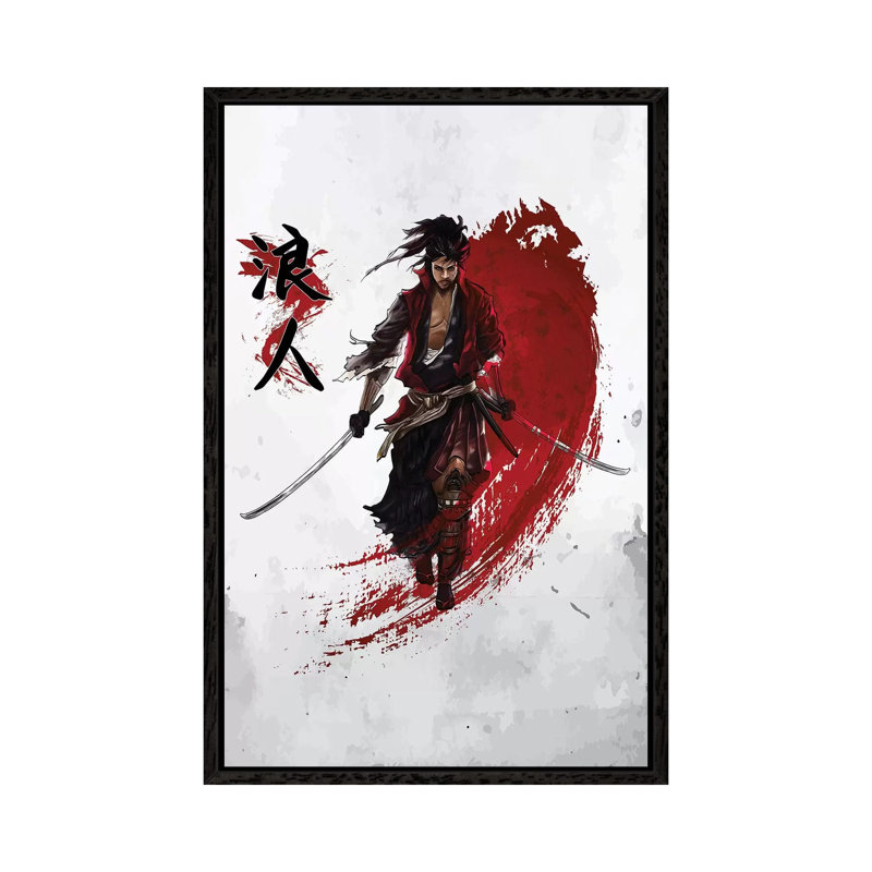 Ronin Samurai by Cornel Vlad - Print on Canvas, Black Framed, 101.6 cm H x 66.04 cm W