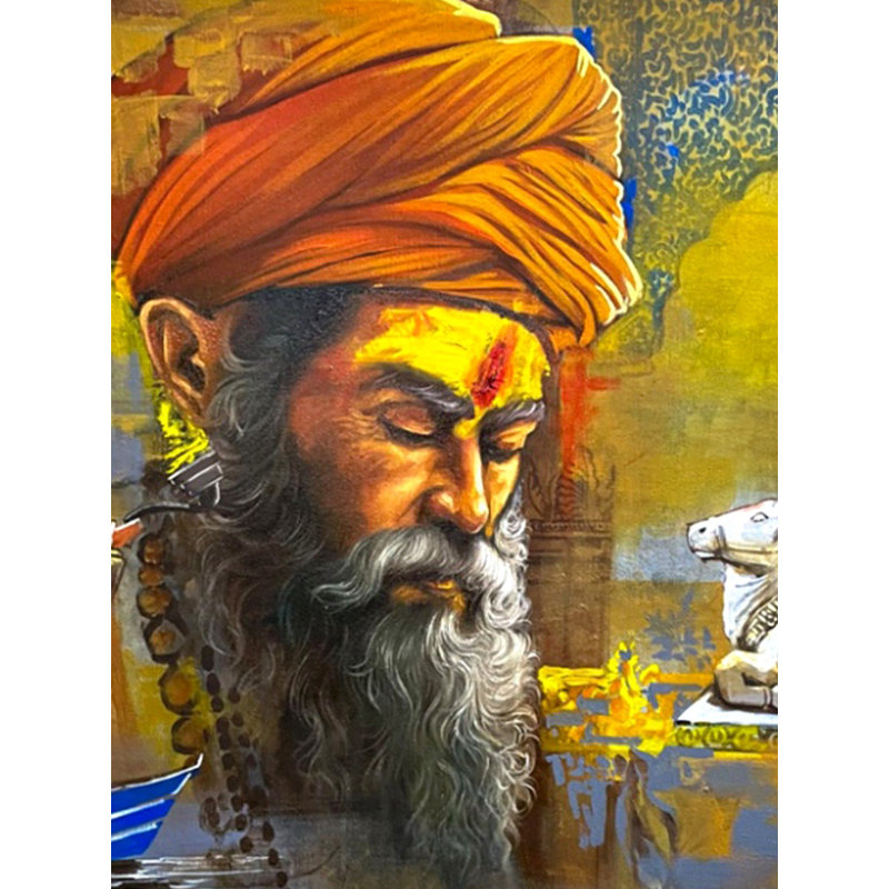 Indien sacré | Mk Goyal | Technique mixte sur toile