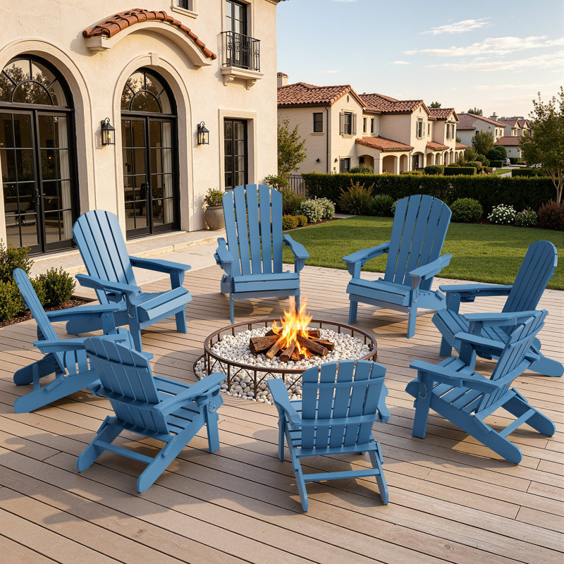Ensemble de chaises d'extérieur pliantes Adirondack, Blue