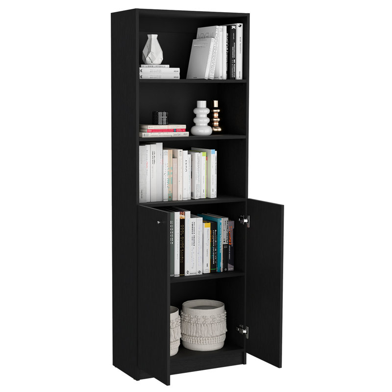 Configuration de bibliothèque de salon noire 3, moderne et pratique 3 en noir, design
